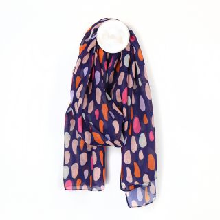 Recycled Blue & Pink Mixed Oval Print Scarf by Peace of Mind